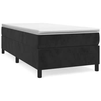 Estructura De Cama Box Spring Terciopelo Negro 90x190 Cm