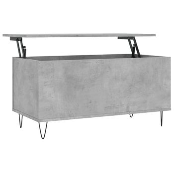 Mesa De Centro Madera Contrachapada Gris Hormigón 90x44,5x45 Cm