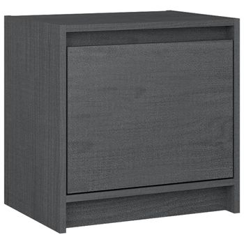 Mesita De Noche Madera Maciza De Mango Gris 40x30,5x40 Cm