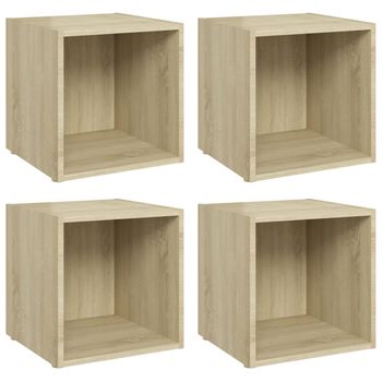 Muebles De Tv 4unidades Madera Contrachapada Roble Sonoma 37x35x37cm