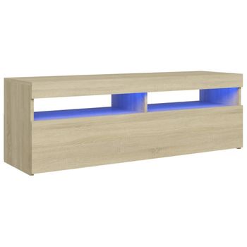 Mueble De Tv Con Luces Led Roble Sonoma 120x35x40 Cm