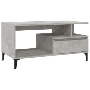 Mesa De Centro Madera Contrachapada Gris Hormigón 90x49x45 Cm