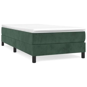 Estructura De Cama Box Spring Terciopelo Verde Oscuro 90x200 Cm