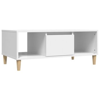 Mesa De Centro Madera Contrachapada Blanco 90x50x36,5 Cm