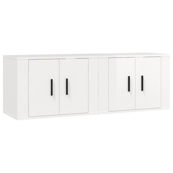 Muebles Para Tv De Pared 2 Unidades Blanco Brillante 57x34,5x40 Cm