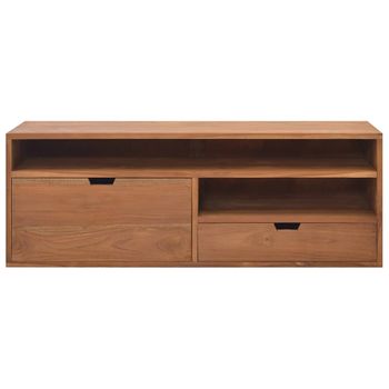 Mueble De Tv Madera Maciza De Teca 110x30x40 Cm