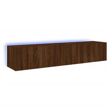 Muebles Tv De Pared Luces Led 2 Unidades Marrón Roble 80x35x31 Cm