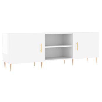 Mueble De Tv Madera De Ingeniería Blanco Brillante 150x30x50 Cm