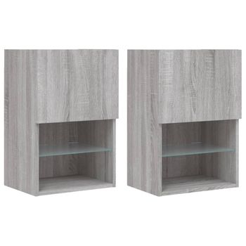 Muebles Para Tv Con Luces Led 2 Unidades Gris Sonoma 40,5x30x60 Cm