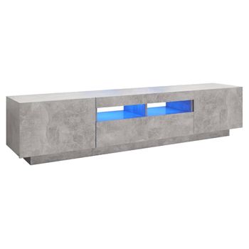 Mueble Para Tv Con Luces Led Gris Hormigón 180x35x40 Cm