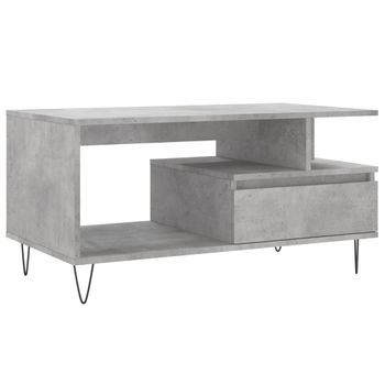 Mesa De Centro Madera Contrachapada Gris Hormigón 90x49x45 Cm