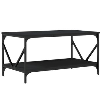 Mesa De Centro Madera Contrachapada Negro 90x50x45 Cm