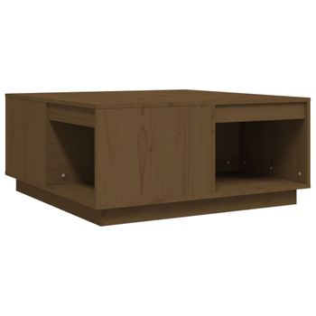 Mesa De Centro Madera Maciza De Pino Marrón Miel 80x81x36,5 Cm