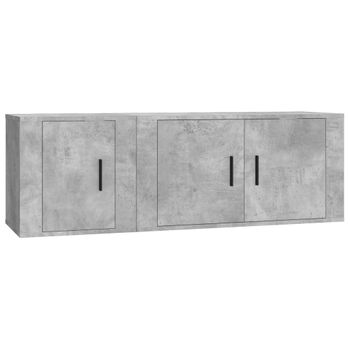 Set De Muebles De Tv 2 Piezas Madera Contrachapada Gris Hormigón