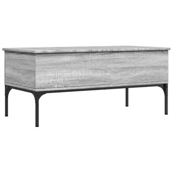 Mesa De Centro Madera Y Metal Gris Sonoma 100x50x45 Cm