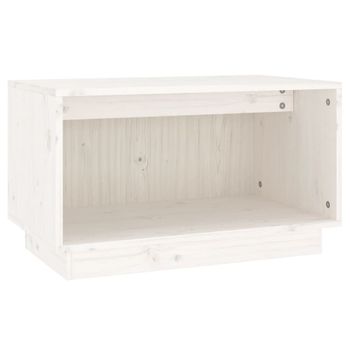 Mueble De Tv De Madera Maciza De Pino Blanco 60x35x35 Cm