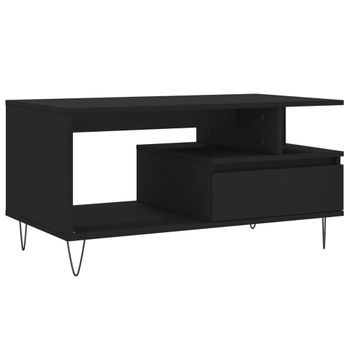 Mesa De Centro Madera Contrachapada Negro 90x49x45 Cm