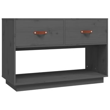 Mueble De Tv Madera Maciza De Pino Gris 90x40x60 Cm