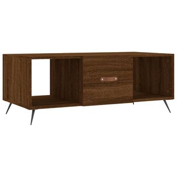 Mesa De Centro Madera Contrachapada Roble Marrón 102x50x40 Cm