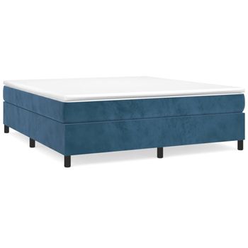 Estructura De Cama Box Spring Terciopelo Azul Oscuro 180x200 Cm