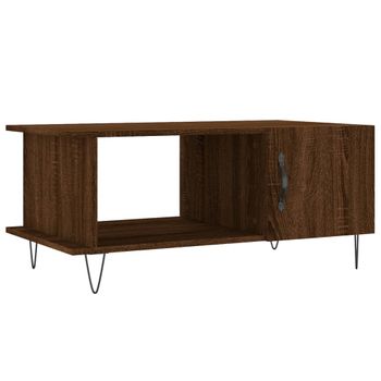 Mesa De Centro Madera Contrachapada Roble Marrón 90x50x40 Cm