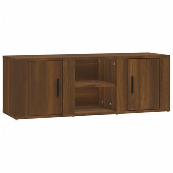 Mueble Para Tv Madera Contrachapada Marrón Roble 100x31,5x35 Cm