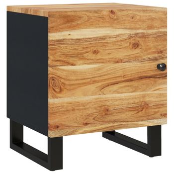 Mesita De Noche De Madera Maciza De Acacia 40x33x46 Cm