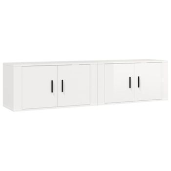 Muebles Para Tv De Pared 2 Unidades Blanco Brillante 80x34,5x40 Cm