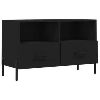 Mueble Para Tv Madera Contrachapada Negro 80x36x50 Cm