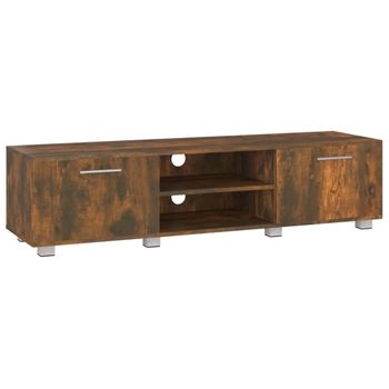 Mueble De Tv Madera Contrachapada Roble Ahumado 140x40x35 Cm