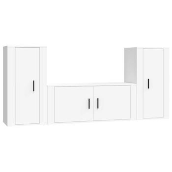 Set De Muebles De Tv 3 Piezas Madera Contrachapada Blanco