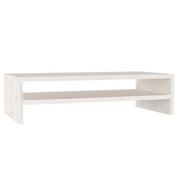 Soporte De Monitor Madera Maciza De Pino Blanco 50x24x13 Cm