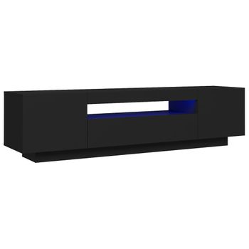 Mueble De Tv Con Luces Led Negro 160x35x40 Cm