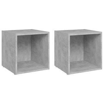 Mueble De Tv 2unidades Madera Contrachapada Gris Hormigón 37x35x37cm