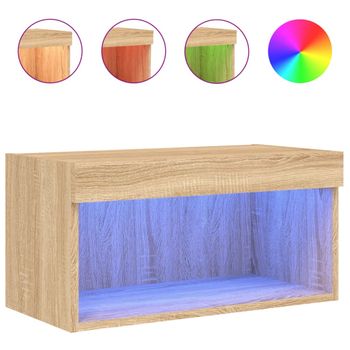 Mueble Para Tv Con Luces Led Roble Sonoma 60x30x30 Cm