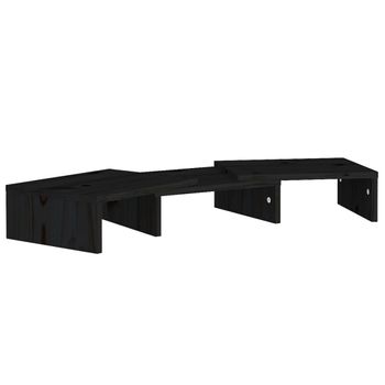 Soporte De Monitor Madera Maciza De Pino Negro 60x24x10,5 Cm