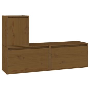 Muebles Para Tv 3 Piezas Madera Maciza De Pino Marrón Miel