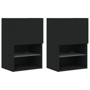 Muebles De Tv Con Luces Led 2 Unidades Negro 40,5x30x60 Cm