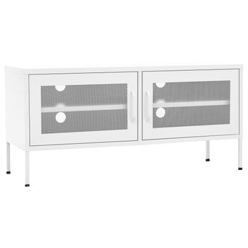 Mueble Para Tv De Acero Blanco 105x35x50 Cm