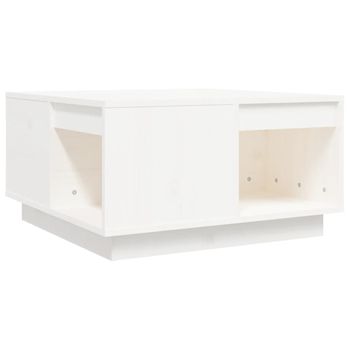 Mesa De Centro De Madera Maciza De Pino Blanco 60x61x32,5 Cm