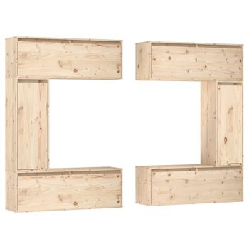 Muebles Para Tv 6 Piezas Madera Maciza De Pino