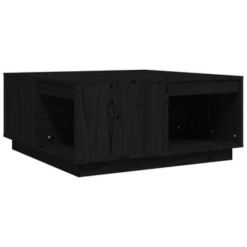 Mesa De Centro De Madera Maciza De Pino Negro 80x81x36,5 Cm