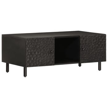 Mesa De Centro Madera Maciza De Mango Negra 100x54x40 Cm