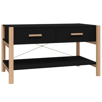 Mesa De Centro Madera Contrachapada Negro 82x48x45 Cm