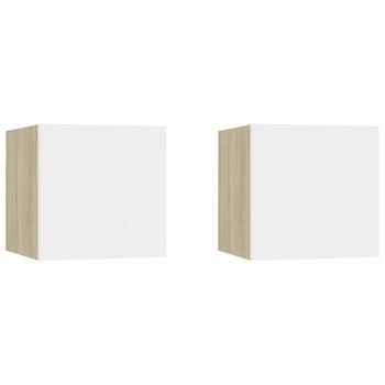 Muebles De Pared Para Tv 2 Unidades Blanco Roble Sonoma 30,5x30x30cm