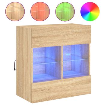 Mueble Tv De Pared Con Luces Led Roble Sonoma 58,5x30x60,5 Cm