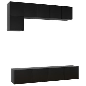 Juego De Mueble Para Tv De 5 Piezas Aglomerado Negro