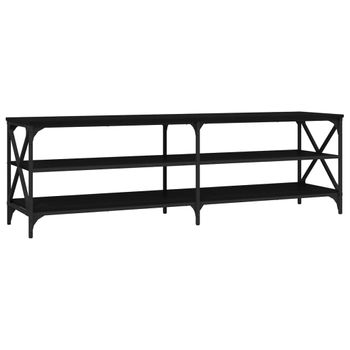 Mueble De Tv Madera Contrachapada Negro 160x40x50 Cm