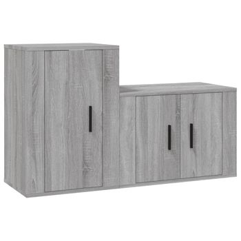 Set De Muebles Para Tv 2 Piezas Madera Contrachapada Gris Sonoma