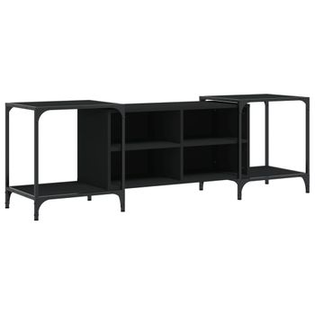 Mueble De Tv De Madera De Ingeniería Negro 153x37x50 Cm